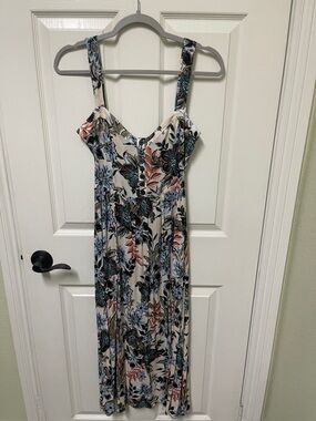Shyanne Cream Floral Maxi Dress with Blue and Coral Accents